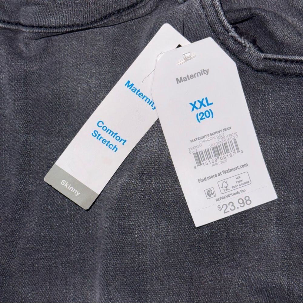 Time and Tru size XXL Women's gray black Maternity Skinny Jeans NWT - Picture 2 of 4